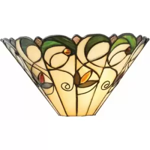 Image of Loops - Tiffany Glass Floral Design Wall Light - Matt Black Steel - Dimmable LED Lamp