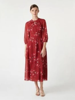 Image of HOBBS Hobbs Samantha Orchid Tea Dress - Burgundy Cerise, Burgundy Cerise, Size 6, Women