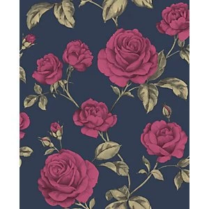 Image of Boutique Countess Navy Decorative Wallpaper - 10m