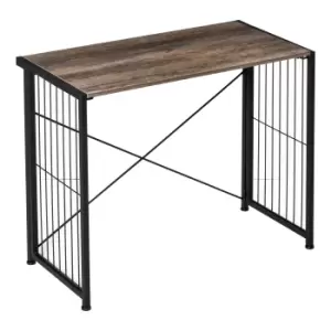 Image of HOMCOM Folding Computer Desk Writing Study Table Industrial Home Office Workstation, 90 x 45 x 74cm, Rustic Brown