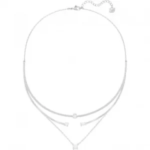 Image of Ladies Swarovski Rhodium Plated Gray Layered Necklace