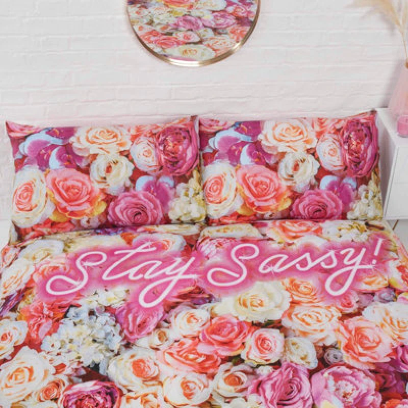Image of Rapport Home Stay Sassy Polycotton Duvet Set With Pillowcase Multi