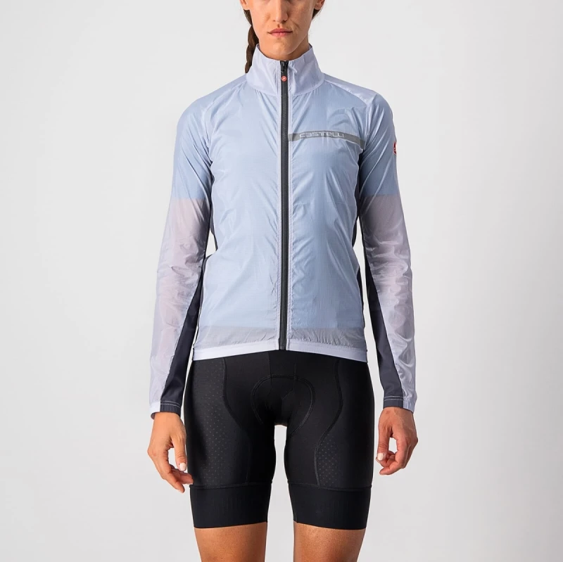 Image of Castelli Squadra Stretch Womens Windproof Jacket S Silver Grey/Dark Grey - Cycles UK