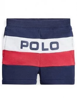 Image of Ralph Lauren Baby Boys Polo Colourblock Jersey Shorts - Navy, Size 24 Months