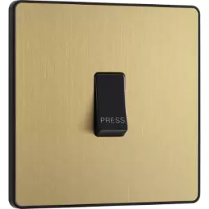 Image of BG Evolve Brushed (Black Ins) Single Press Switch, 10A in Brass Steel