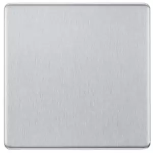 Image of BG Screwless Flatplate Brushed Steel 1 Gang Blank Plate