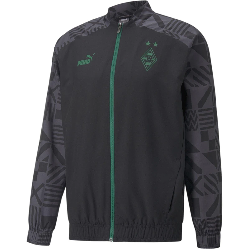 Image of Puma Mens Prematch Borussia Monchengladbach Waterproof Lightweight Rain Anorak Asphalt male XS