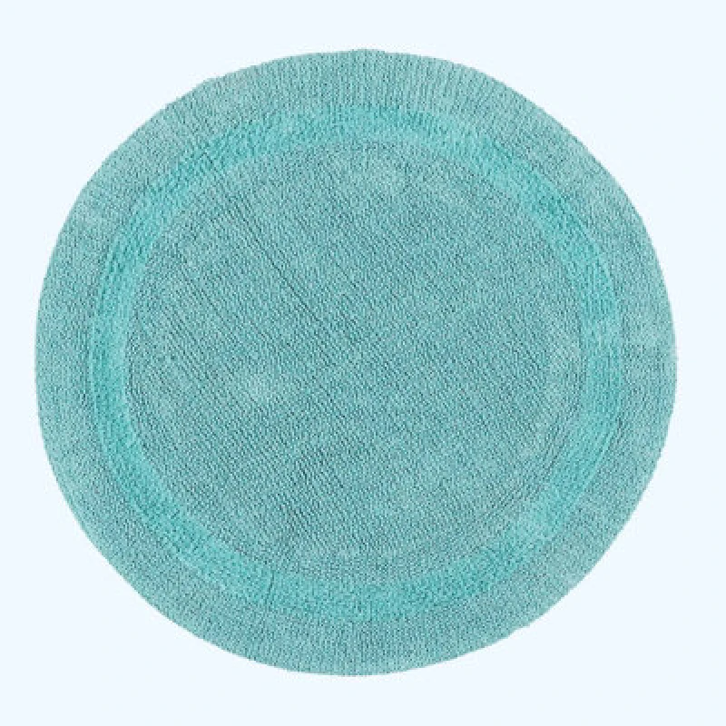 Image of Homescapes Luxury Reversible Round Bath Mat - Aqua