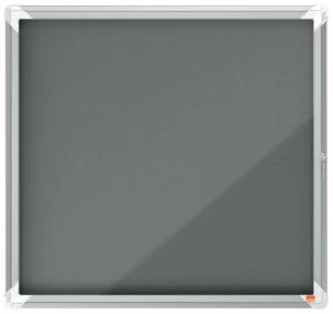Image of Nobo Premium Plus Grey Felt Lockable Notice Board 6xA4