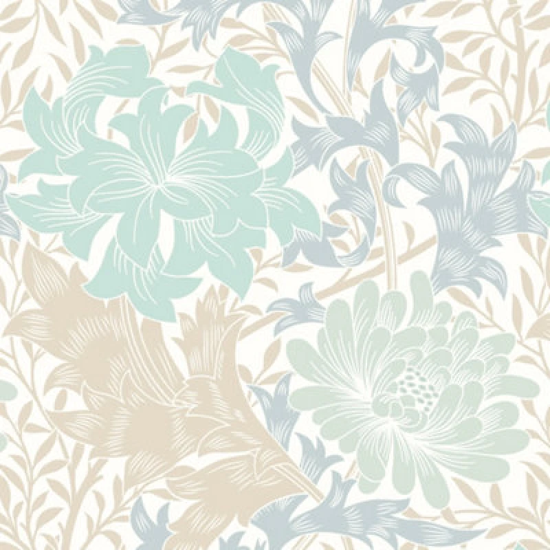 Image of Hoopla Walls Chrysanthemum Duckegg Blue Smooth Matt Wallpaper