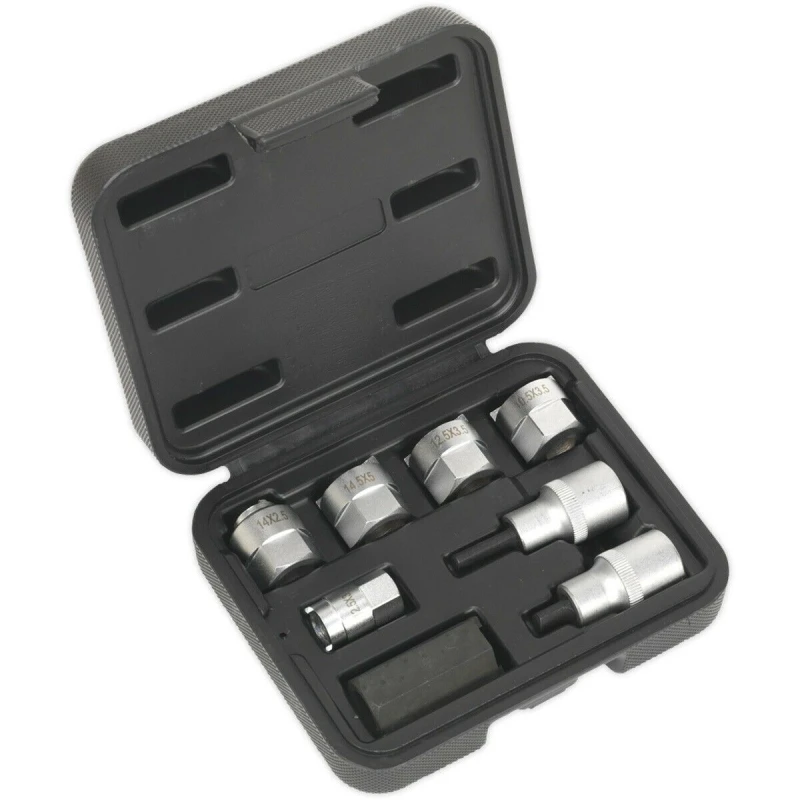 Image of Loops 8pc McPherson Strut Nut Set - 1/2" Square Drive Castellated Sockets Teeth Tooth Multi