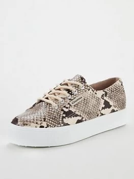 Image of Superga 2730 Synthetic Snake Plimsoll - Taupe/Black