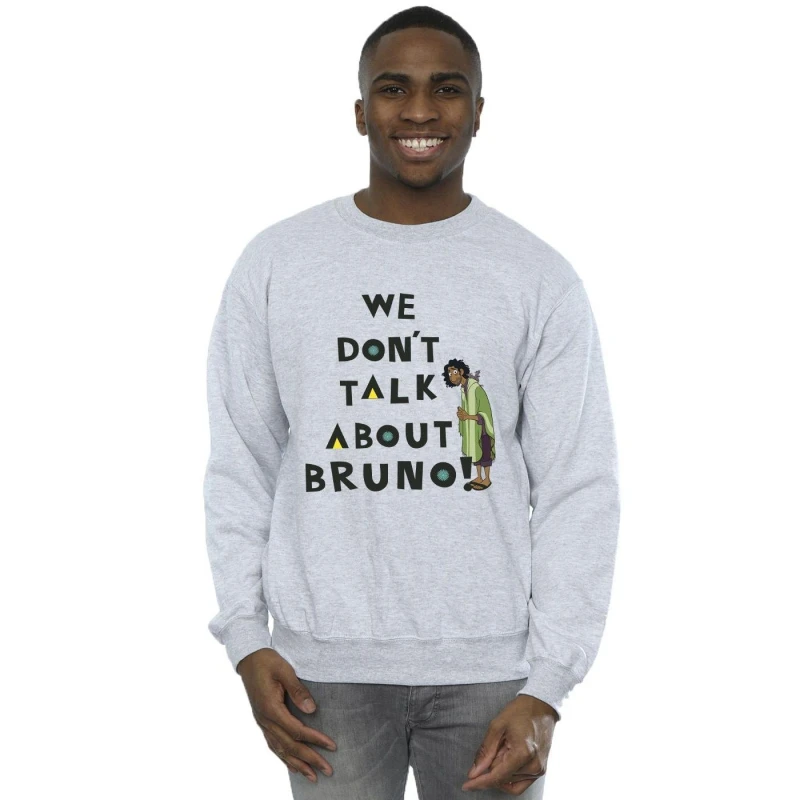Image of Disney Men Encanto We Dont Talk About Bruno Boy Sweatshirt in Grey Size: Small Grey S Male 5063153617469