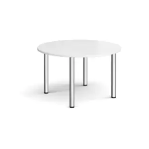 Image of Circular chrome radial leg meeting table 1200mm - white