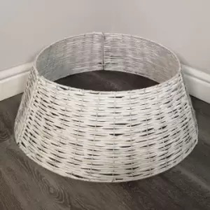Image of 48/70cm KD Willow Christmas Tree Skirt Wicker Rattan- Large White Wash - Samuel Alexander