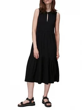 Image of WHISTLES Tiered Jersey Dress - Black, Size 8, Women