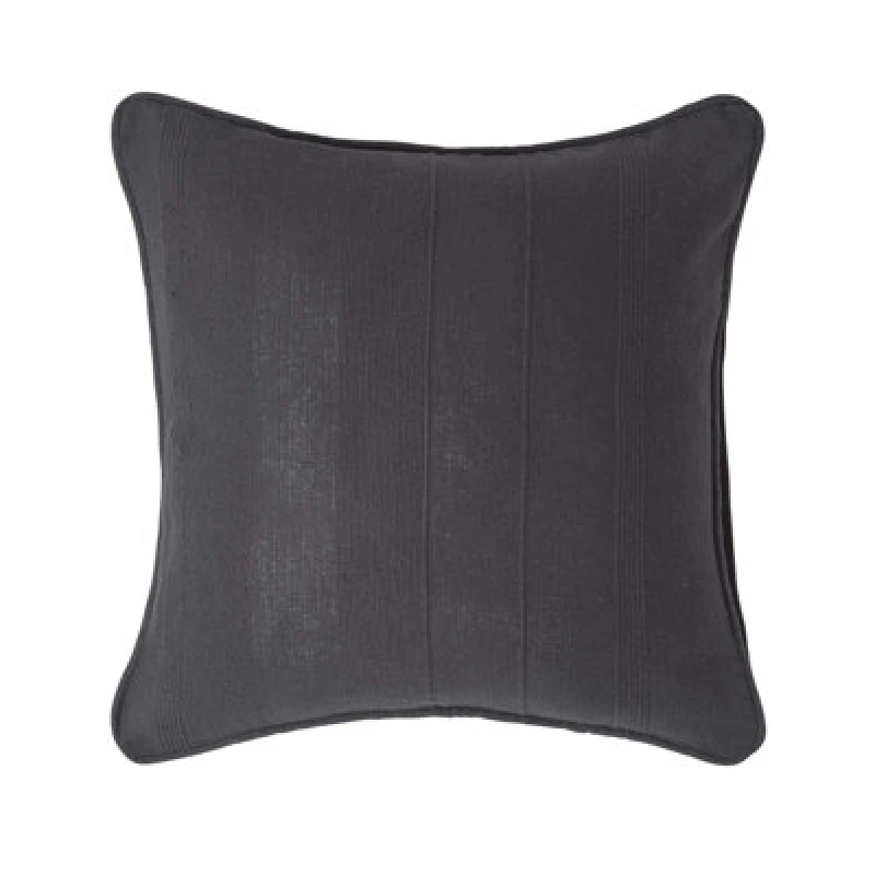 Image of Homescapes Cotton Rajput Ribbed Black Cushion Cover, 60 X 60 Cm