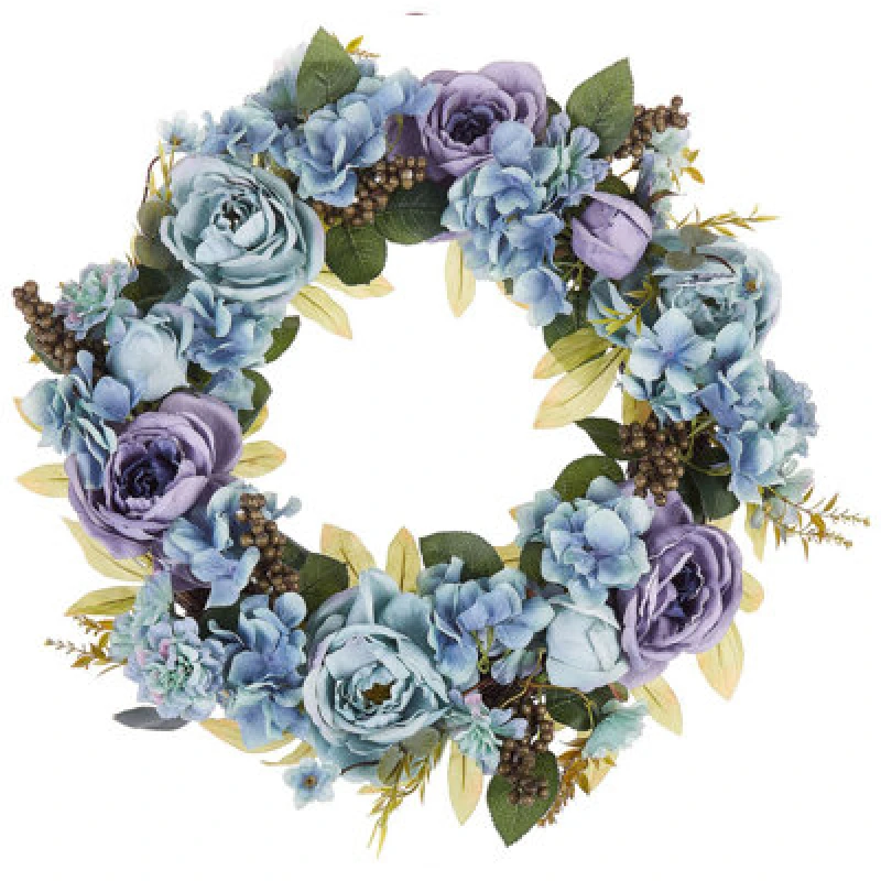 Image of Beliani Decorative Wreath Galdar 50 Cm Blue
