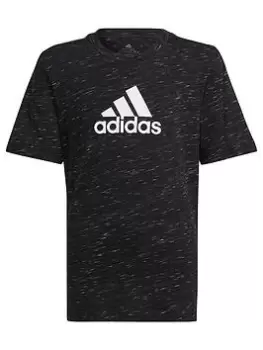 Image of adidas Future Icons Junior Unisex Badge Of Sport Short Sleeve T-Shirt - , Black, Size 9-10 Years, Women