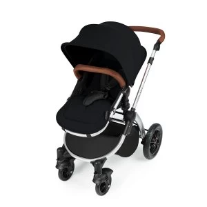 Image of Ickle Bubba Stomp V3 i-Size Travel System with Isofix Base - Black on Silver with Tan Handles