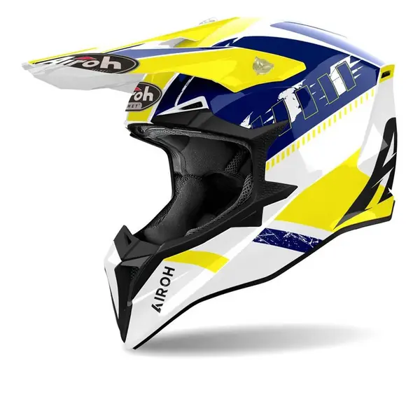 Image of Airoh Wraaap Feel Yellow Blue Offroad Helmet Size M