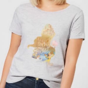 Image of Disney Princess Filled Silhouette Belle Womens T-Shirt - Grey - XXL