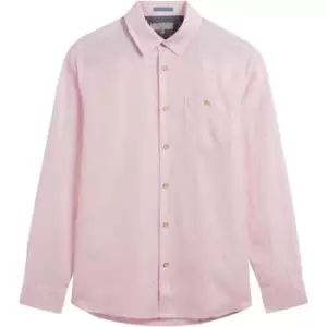 Image of Ted Baker Sauss Long Sleeve Linen Shirt - Pink