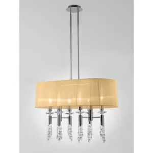 Image of Tiffany Pendant 6+6 Oval E27+G9 Bulbs, Polished Chrome with Bronze Shade & Clear Crystal