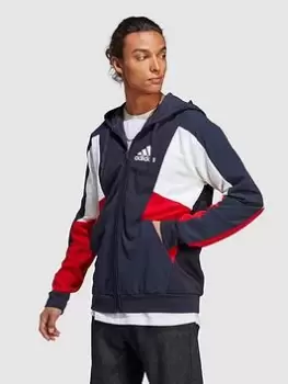 Image of adidas Sportswear Essentials Colorblock Full-Zip Hoodie - Navy, Size S, Men