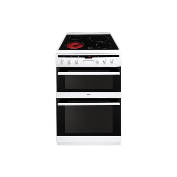 Image of Amica 60cm Double Oven Electric Cooker with Ceramic Hob and Timer - White AFC6550WH White