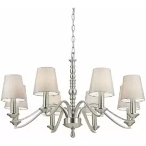 Image of Hanging Ceiling Pendant Light satin nickel 8x Shade Lamp Bulb Feature Fitting