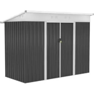 Image of Outsunny - Pend Garden Storage Shed w/ Sliding Door Ventilation Window Sloped Roof - Dark Grey