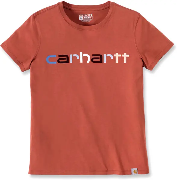 Image of Carhartt Relaxed Fit Lightweight Multi Color Logo Graphic Ladies T-Shirt, brown, Size M for Women