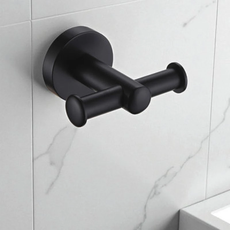Image of Showerdrape Modernity Black Stainless Steel Wall Mounted Robe Hook Black