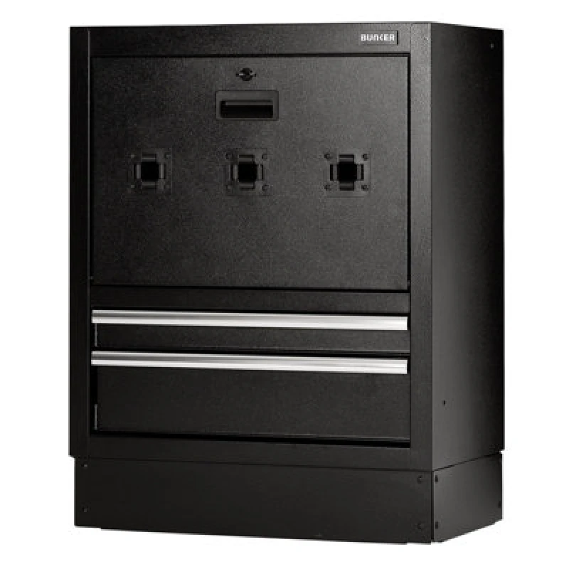 Image of Bunker Modular 2 Drawer Hose Reel Storage Floor Cabinet 23754 Colour: Black