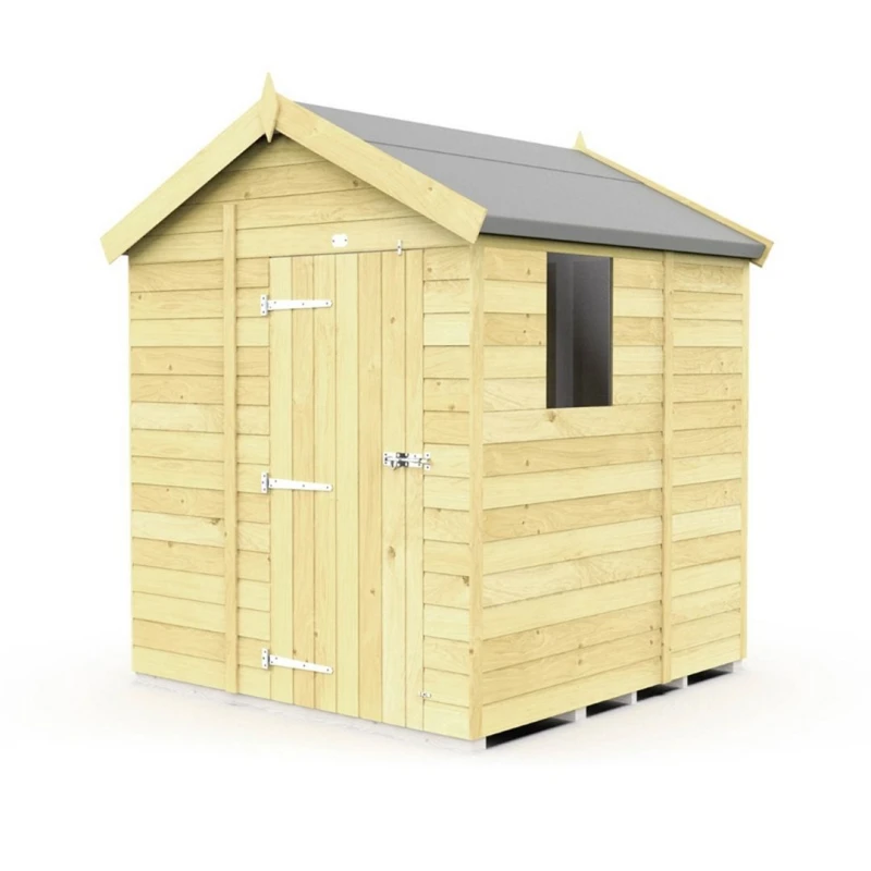 Image of Buttercup Farm 6 x 5 Feet Apex Shed - Single Door W/ Windows - L158 x W175 x H217cm in Brown Brown Unisex