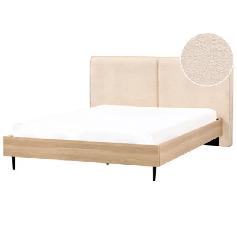 Image of Beliani Bed Boucle Izernore 180 X 200 Cm (Eu Super King) Beige