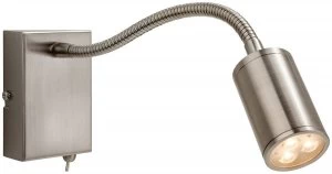 Image of LED 3 Light Flexi Indoor Wall Spotlight (Switched) Brushed Steel