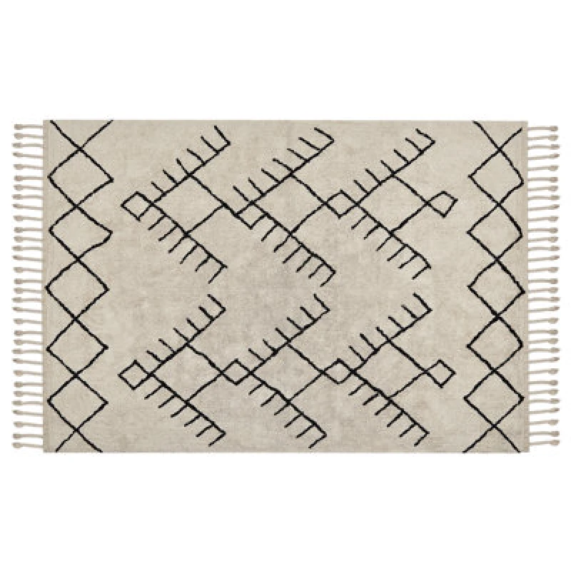 Image of Beliani Rug Erler Light Beige 140 X 200 Cm Cotton
