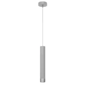 Image of Tuba Slim Pendant Ceiling Light Grey, Chrome 10cm