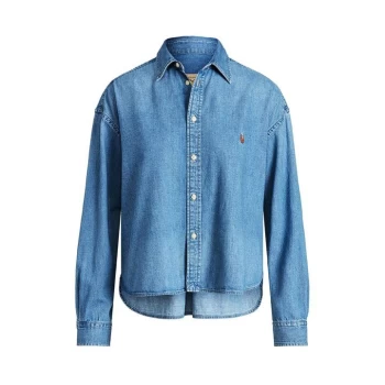 Image of Polo Ralph Lauren Crop Denim Shirt - Zaia Wash
