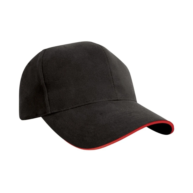 Image of Result Result Men Pro Style Heavy Cotton Sandwich Peak Baseball Cap in Black One Size Male 5063527387417
