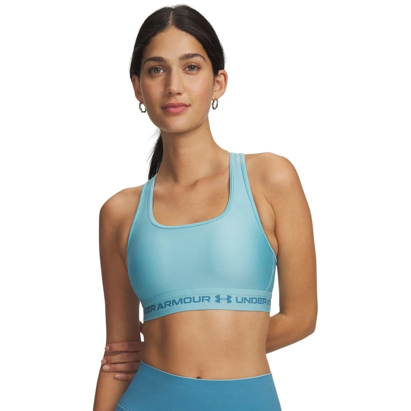 Image of Under Armour Womens Crossback Medium Impact Sports Bra Blue Haze female 8 (XS)