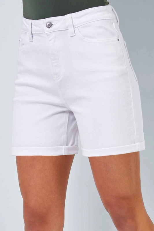 Image of Roman Womens Stretch Denim Mom Shorts in White Size: 18 White Female 18