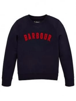 Image of Barbour Boys Logo Crew Sweatshirt - Navy