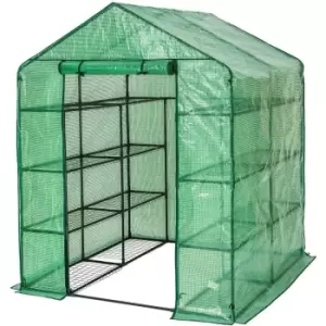 Image of Tectake 401860 Greenhouse With Tarpaulin And Shelving - Green