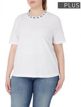 Image of Calvin Klein Jeans Plus Size Logo Trim Short Sleeve T-Shirt - White