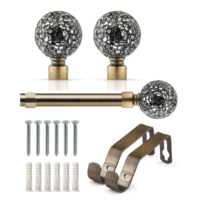 Image of Emma Barclay Curtain Pole Extendable Cut Glass Antique Brass unisex 120-210cm