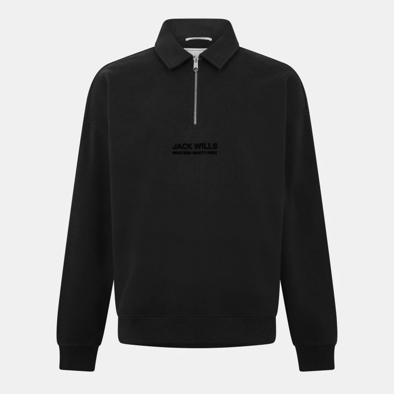 Image of Jack Wills Slouch Quarter Zip Top - Black XS