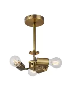 Image of Baymont Antique Brass 3 Light E27 Universal Semi Flush Ceiling Fixture, Suitable For A Vast Selection Of Shades